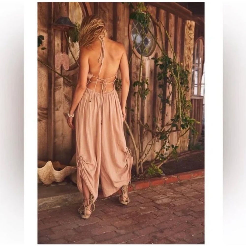 Free People Whatever You Want Jumpsuit Size Large Blush Pink - Picture 2 of 12